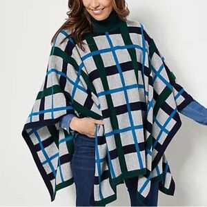 Soft by Naadam 100% Cashmere Plaid Jacquard Poncho